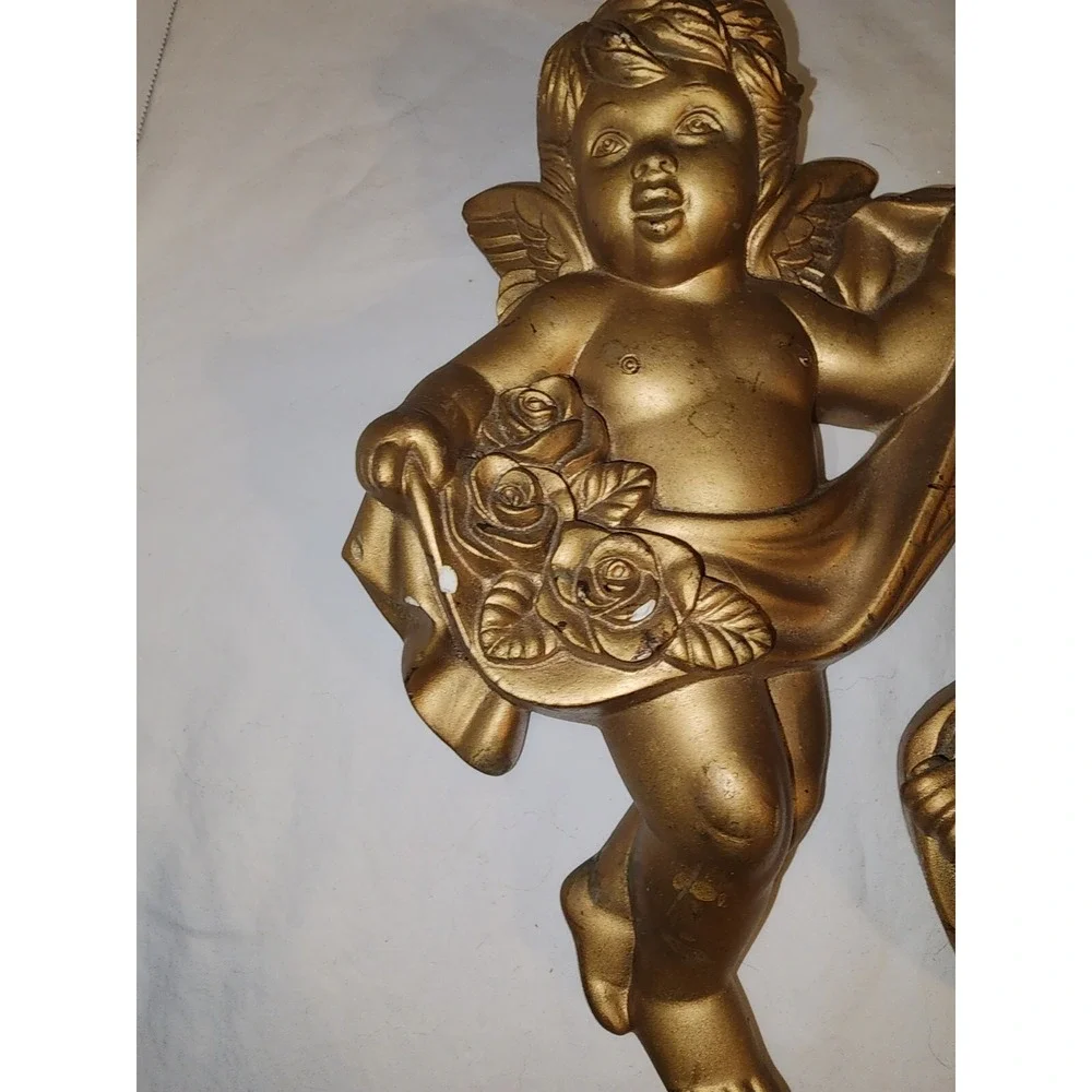 Vintage Chalkware Wall Hanging Cherubs 1966 Miller Studio Inc & 1963 A.r.k Ltd